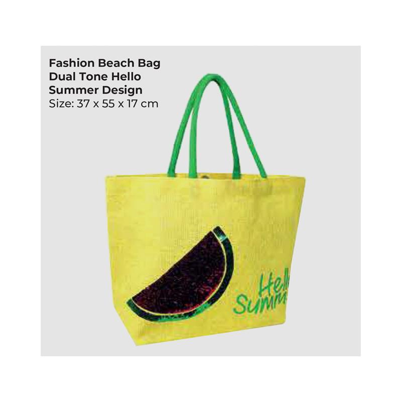 Dual Tone Hello Summer Design Fashion Beach Bag